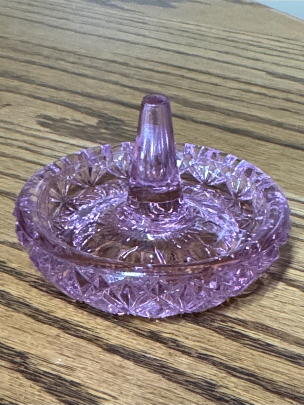 FENTON ART GLASS RING HOLDER Pink DIAMOND PATTERN